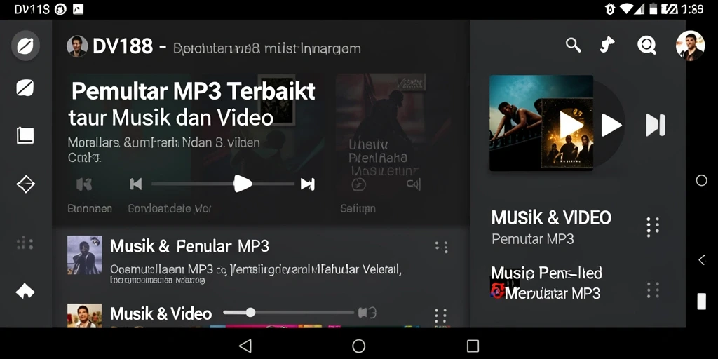 Tampilan antarmuka DV188 yang menarik dan fungsional untuk pemutar MP3.
