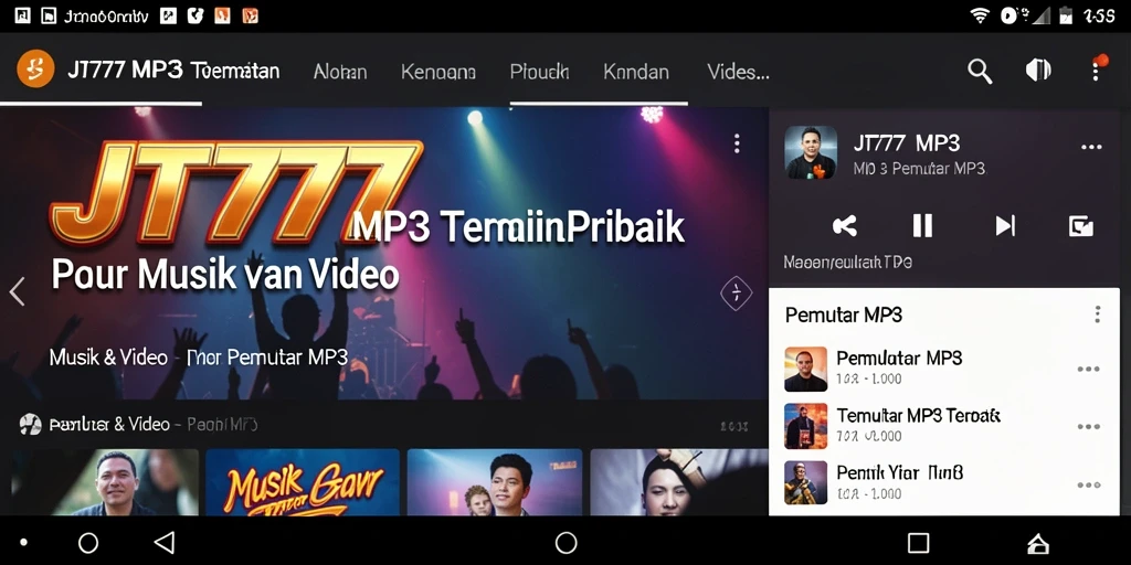 Tampilan antarmuka JT777 untuk pemutar MP3 yang intuitif.