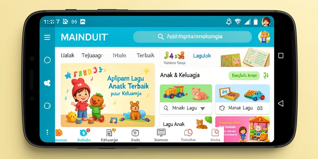 Tampilan antarmuka aplikasi MAINDUIT dengan koleksi lagu anak.