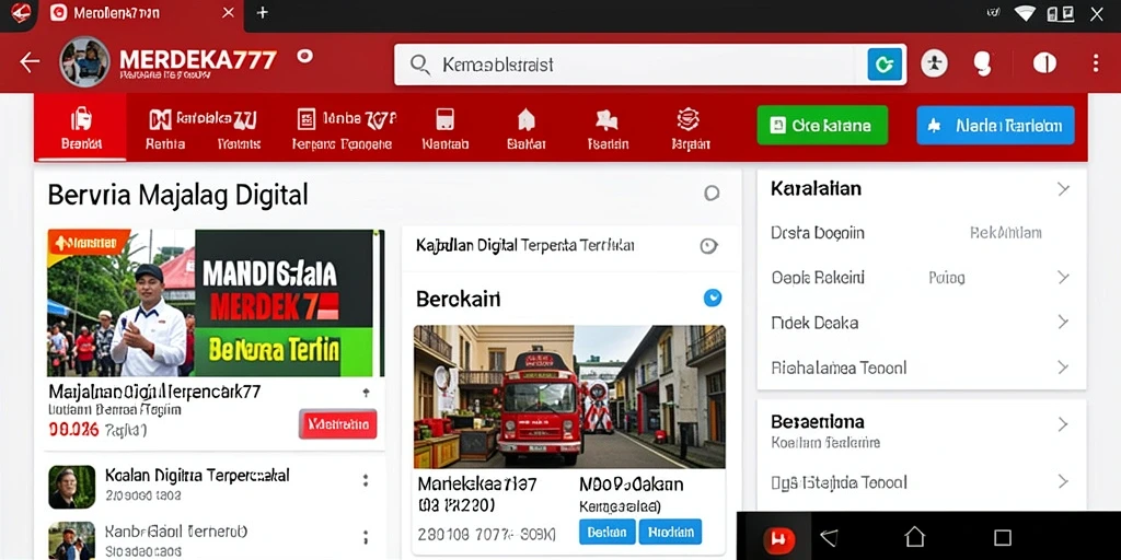 Tampilan antarmuka aplikasi MERDEKA777 dengan fitur Majalah Digital yang menarik.