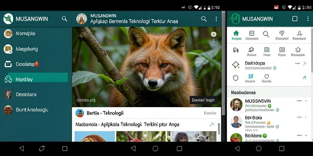 Antarmuka aplikasi MUSANGWIN dengan fitur berita terbaru.
