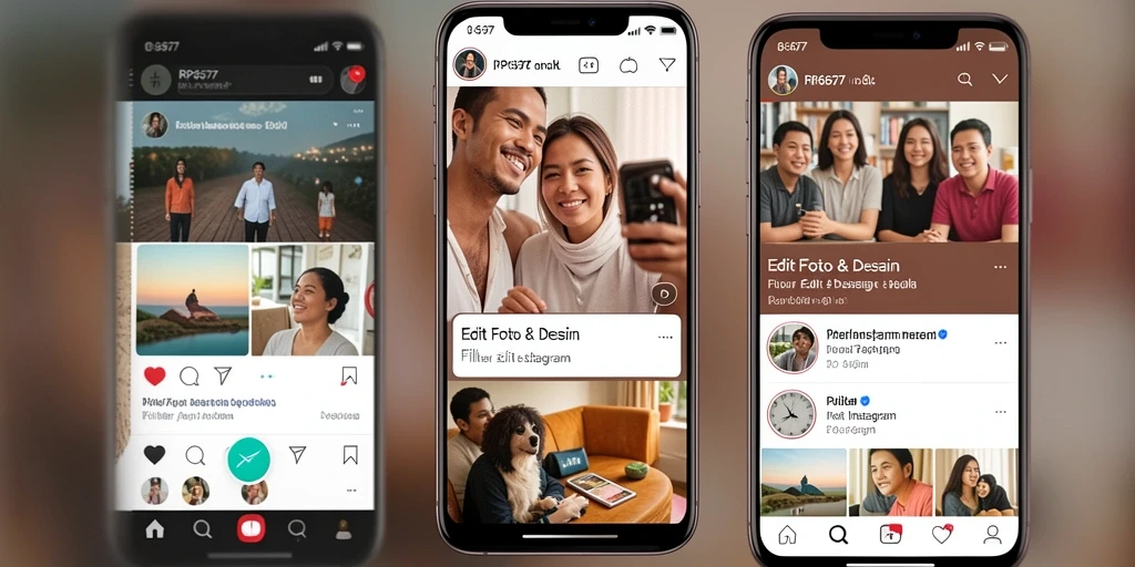 Tampilan antarmuka aplikasi RP6677 dengan fitur Filter Instagram.