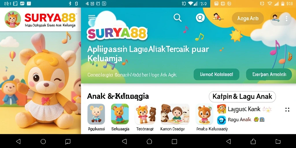 Tampilan antarmuka SURYA88 dengan koleksi lagu anak yang beragam.
